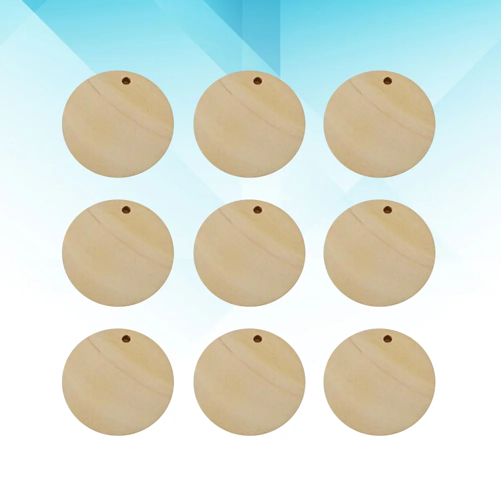 

50pcs Wooden Unfinished Round Circles with Holes Blank Natural Wooden Round Cutouts Slices for Crafts Jewelry Making