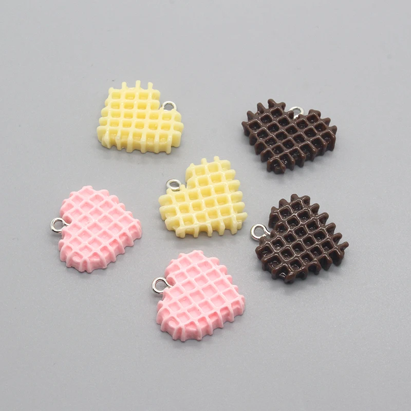 Микс 10 шт./упаковка подвески в клетку виде сердца печенья из смолы милые Подвески