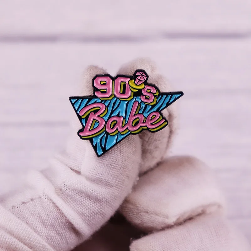 90s Baby Party Retro Nostalgia Brooch Interesting Metal Enamel Badge Denim Jacket Backpack Pin Decoration Decorative Accessories