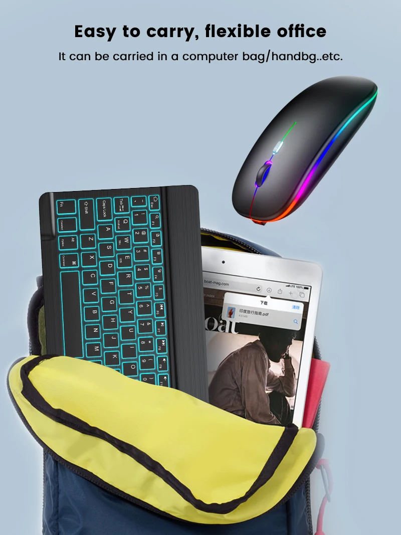 Mini Wireless Keyboard And Mouse Bluetooth Led Spanish Russian Rechargeable Backlit Keyboards For Ipad Tablet Phone |