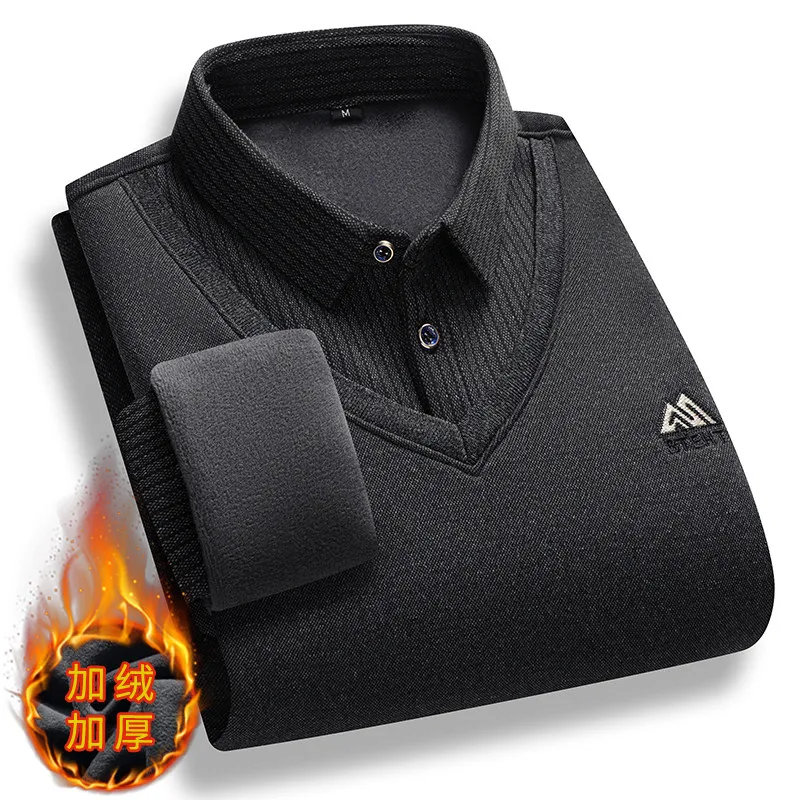 Мужской трикотажный свитер в полоску с флисовой подкладкой размеры до 4XL