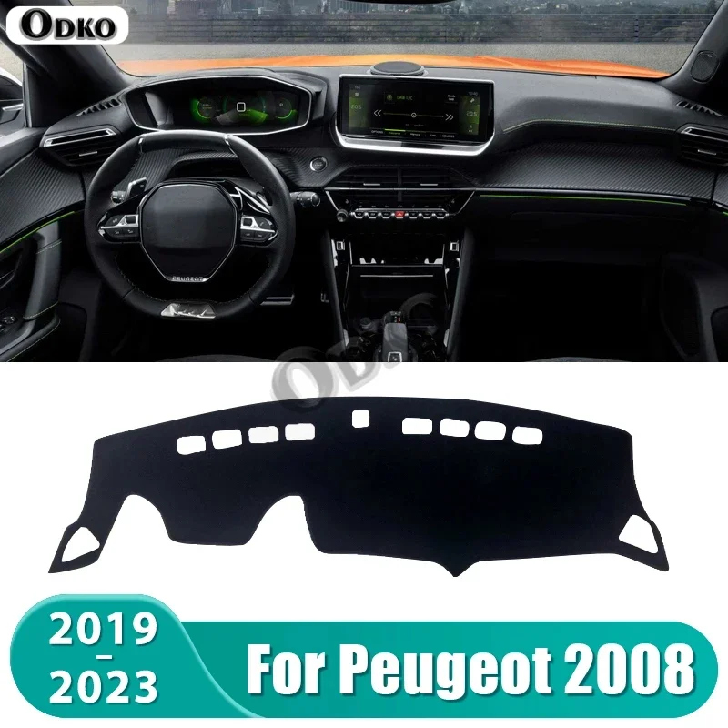 Фото Для Peugeot 2008 E2008 2019-2023: Накладка на приборную панель, коврик-накидка, солнцезащитный козырек, нескользящая подкладка, аксессуары №2