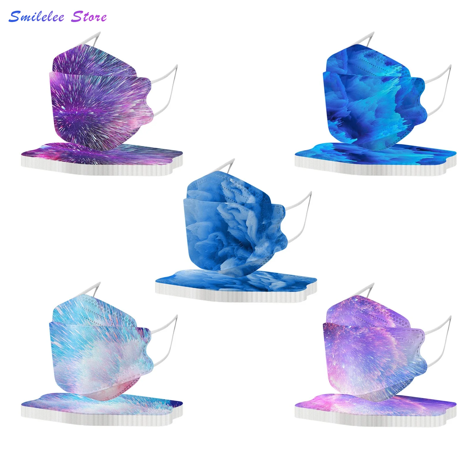 

50PC Adults Tie-dye fireworks Printed Four-Layer Outdoor Dust-Proof Disposable Mask Masque cosplay Scarf Face Shiled Mondkapje