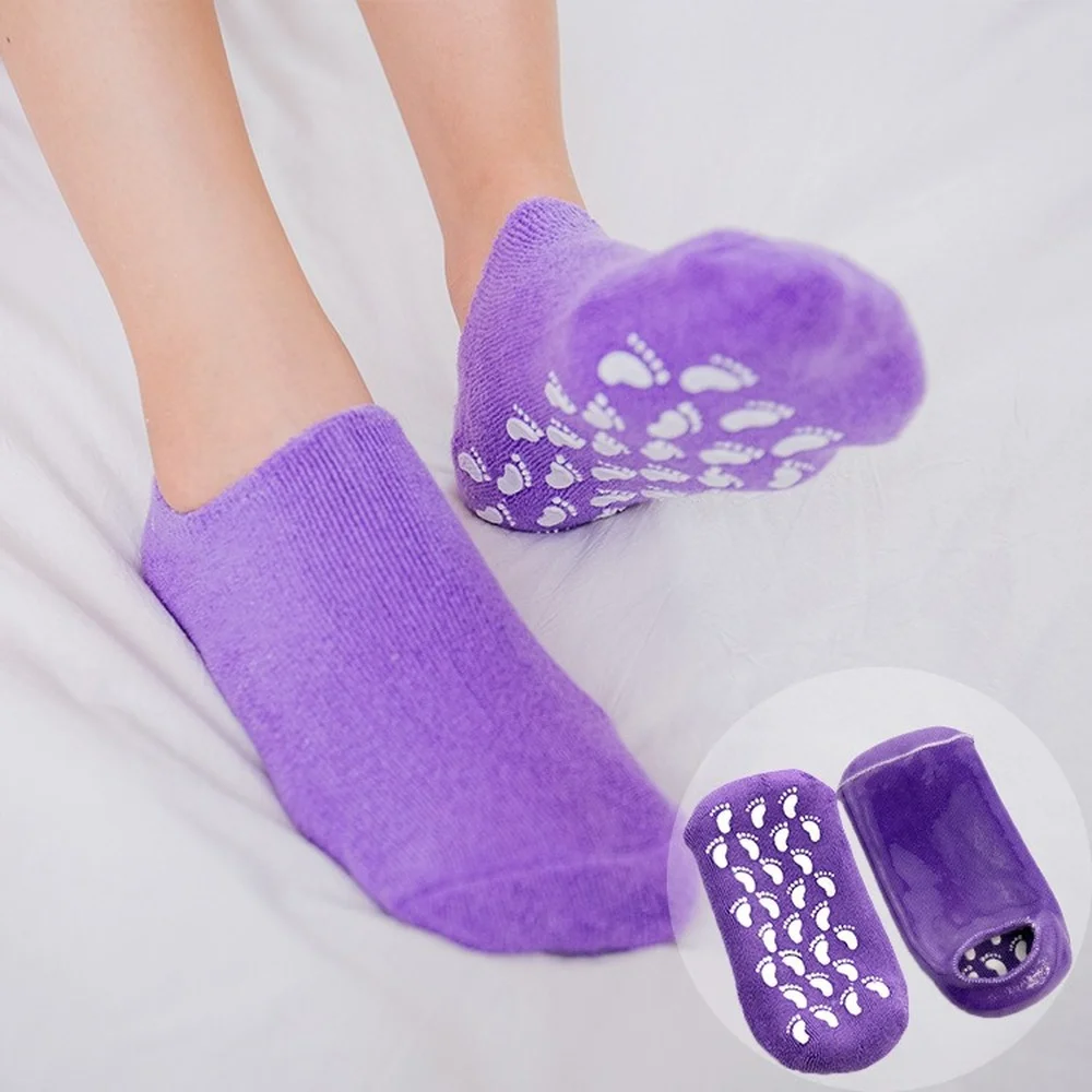 1 pair Reusable SPA Gel Socks Moisturizing Whitening Exfoliating Velvet Smooth Beauty Foot Care Silicone Socks Feet Care