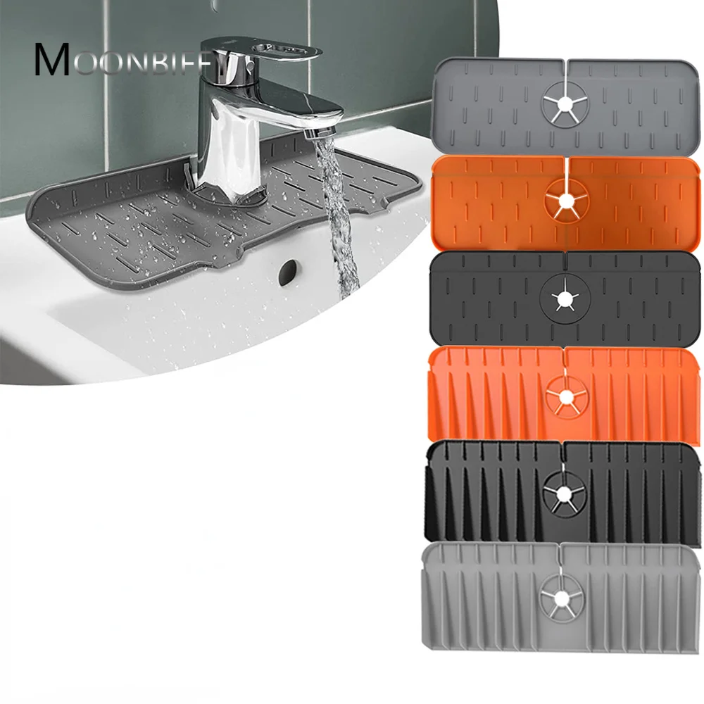 

Kitchen Silicone Faucet Mat Sink Splash Guard Faucet Drainage Mat Drying Pad Kitchen Bathroom Countertop Protection Mat