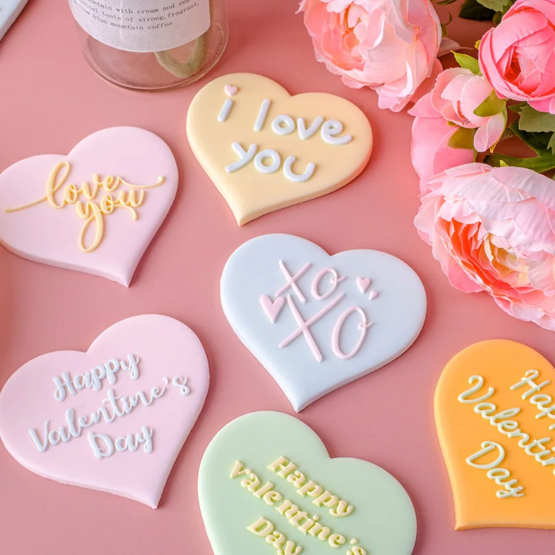 New Express Love Confession Wedding Dessert Cookie Cutter DIY Multi Fonts Happy Valentine's Day Embossed Press Biscuit Mold 2023