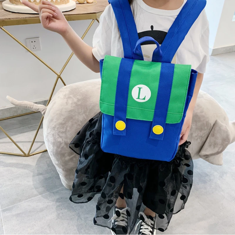 Cartoon Backpack Small Children School Bags Color Matching Breathable Waterproof Wear-resistant Zipper Kids Nylon Two Shoulders