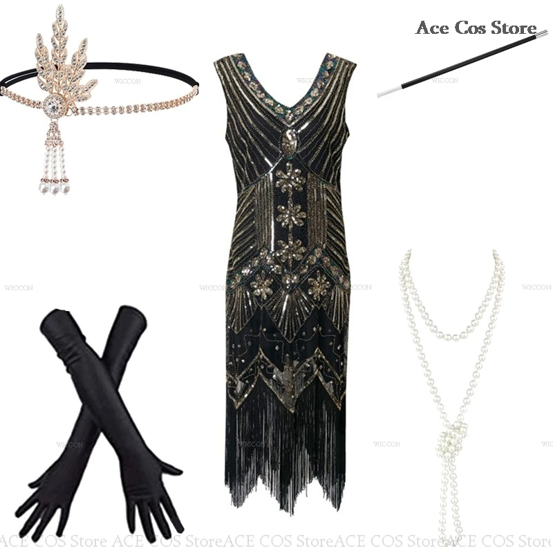 Дейзи Косплей Ретро Винтаж Ревущие 20-х 1920-х годов Платье-хлопушка Костюм Наряды