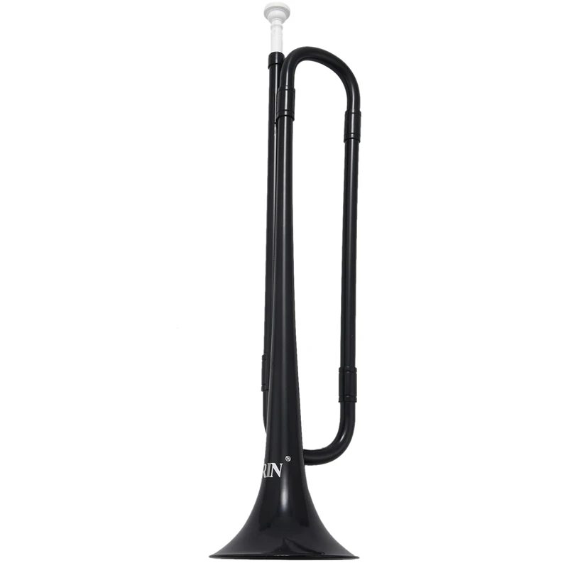 

2X B Flat Bugle Cavalry Trumpet Environmentally Friendly Plastic With Mouthpiece For Band School Student Black Color