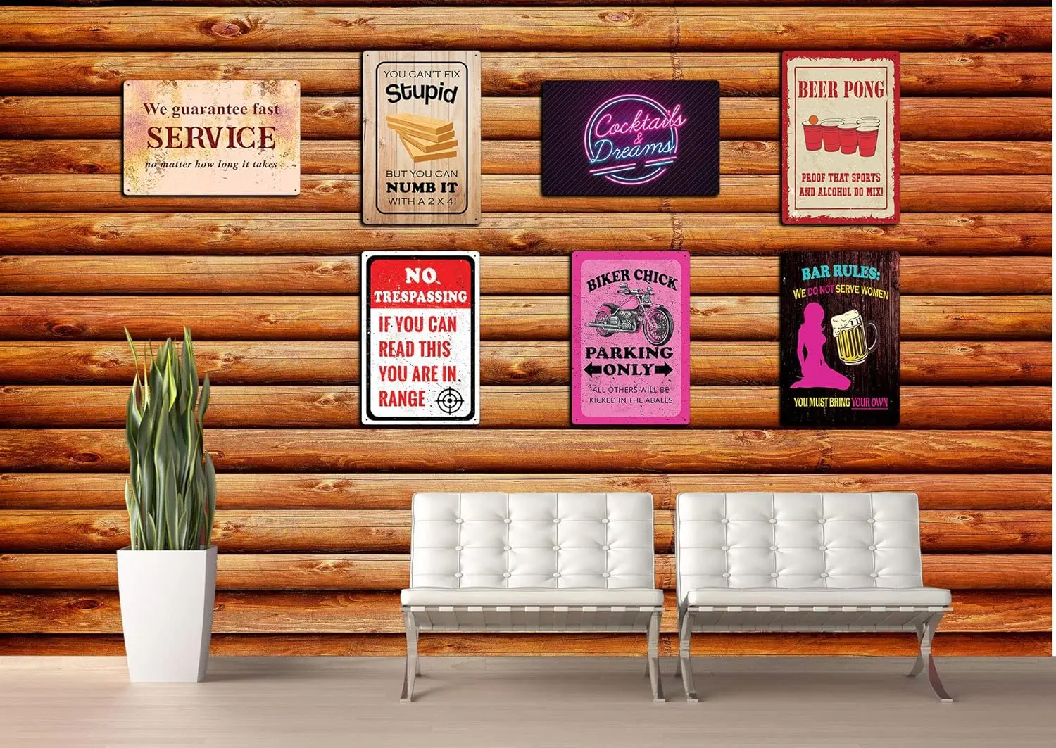 JP's Prcs Tn Sgns Mn Cve Décor — Metl 12x8 н. Cocktls nd Drems