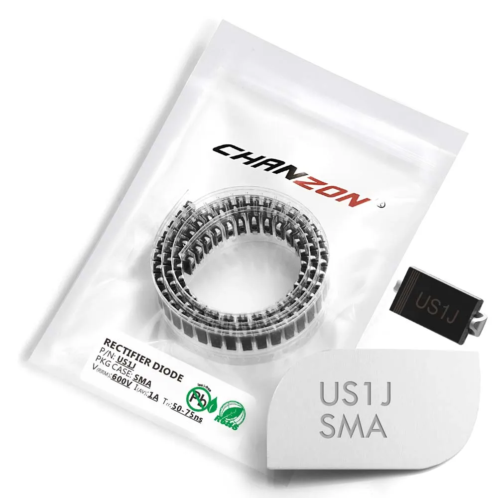

100 Pcs US1J SMD Ultra быстрое восстановление выпрямительного диода 1A 600 V 50-75ns SMA (DO-214AC) 1 Amp 600 Volt US 1J диоды