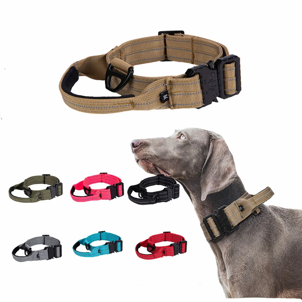 

Tactical Dog Collars NO Pull Heavy Duty Dog Collar With Softy Handle Adjustable Reflective Pet Leash Collar For Medium Large Dog