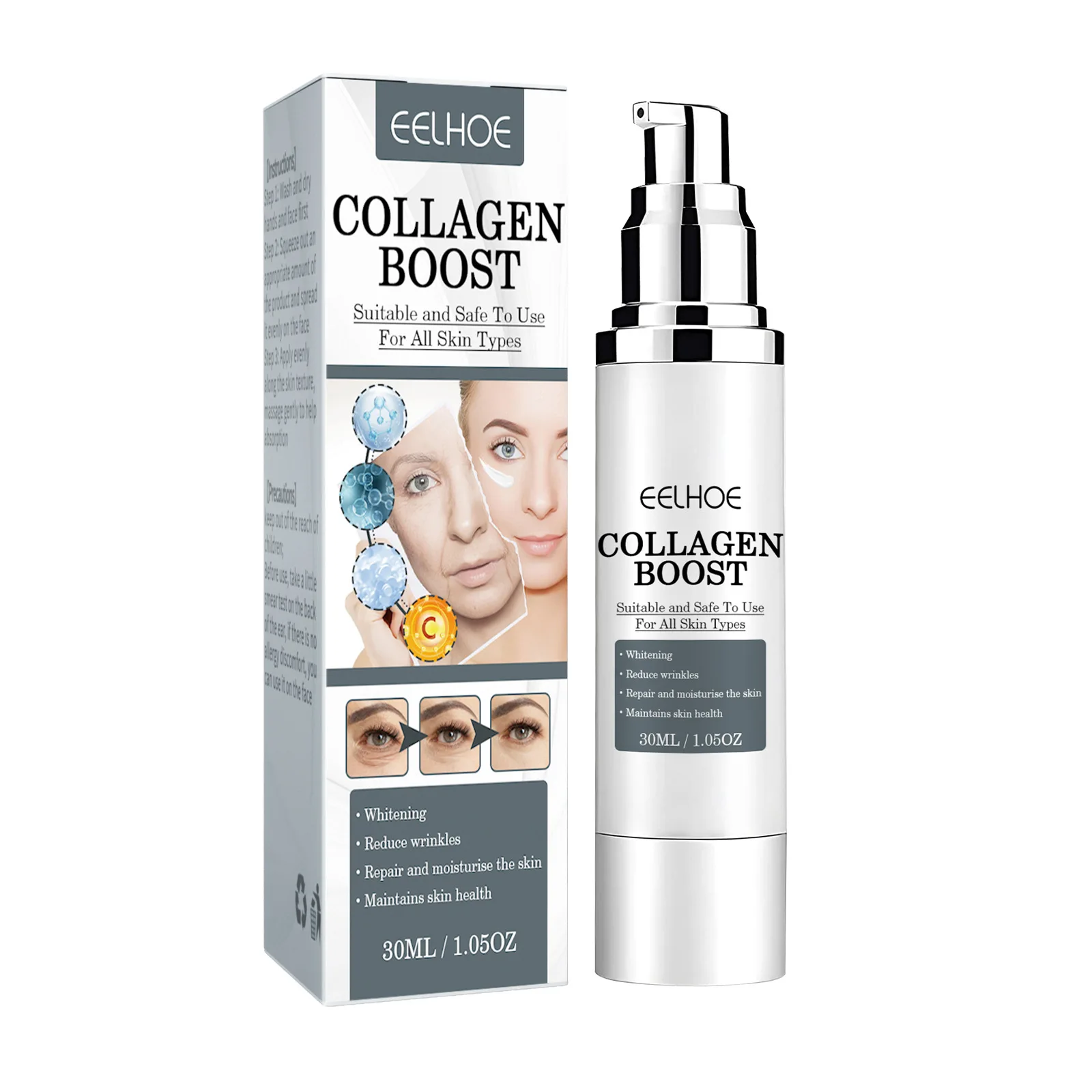 

30ml Collagen Boost Face Serum Anti-aging Reduce Wrinkles Fine Lines Brighten Skin Firming Whitening Moisturizing Facial Essence