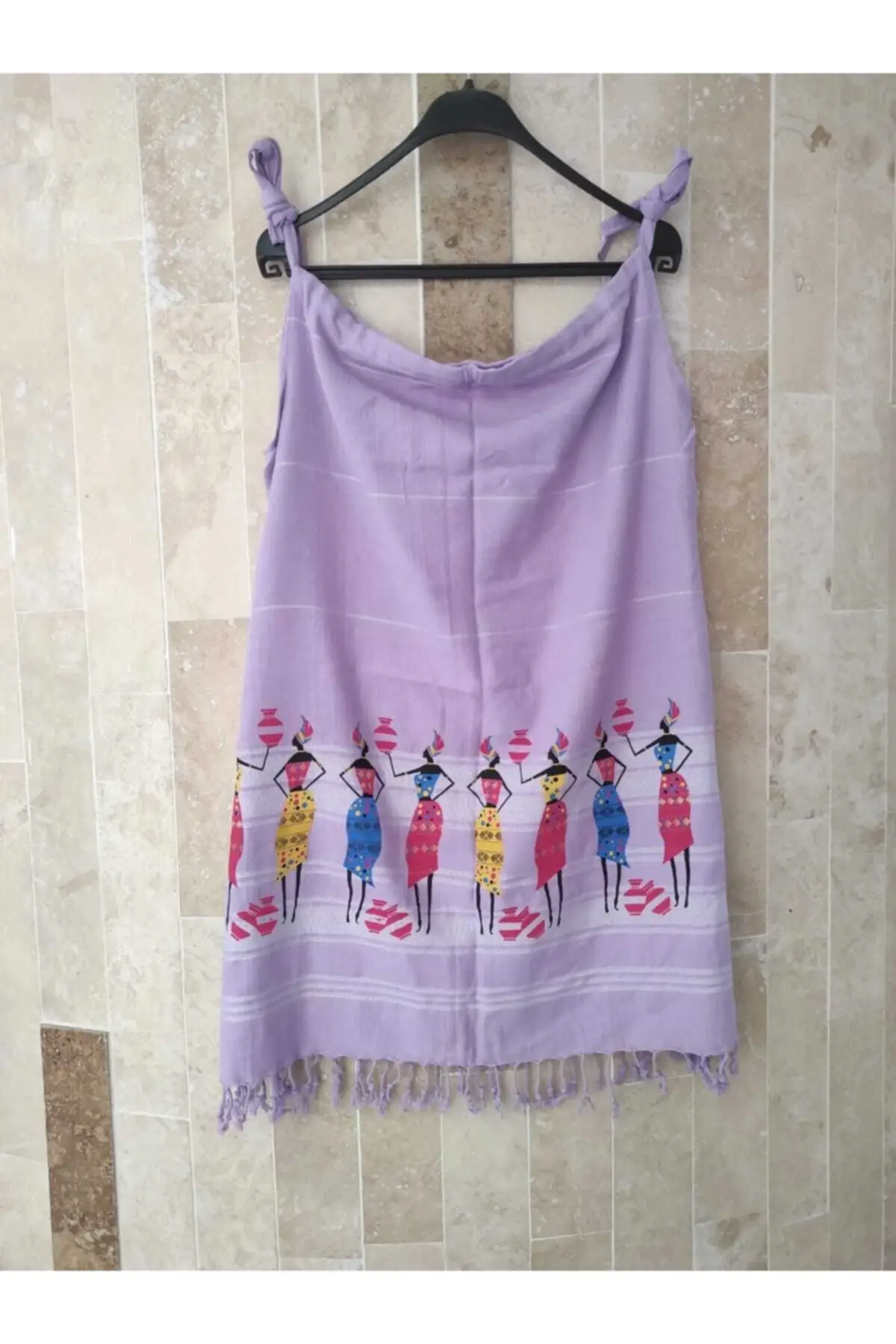 

Women's Pareo Purple Color Dancing Girls Printed Strap loith Beach Dress Swimwear Cover Up Dress Sexy Tunic