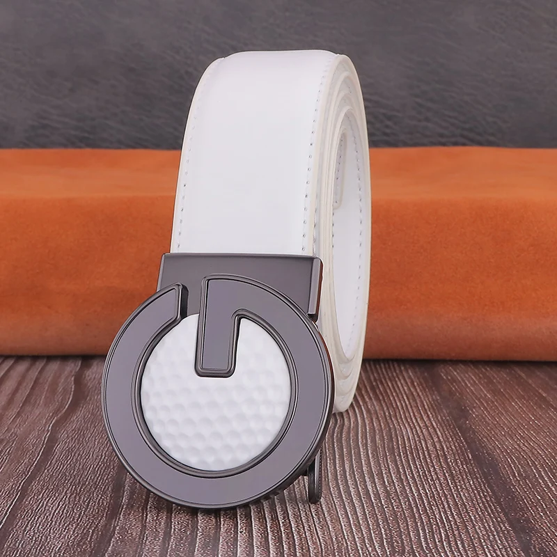 High Quality White Leather Letters Belts young Men Leisure Leather Automatically Buckle Belt Luxury Brand Belt Ceinture Homme