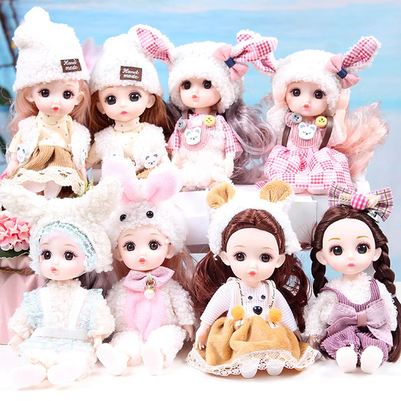 

16cm Mini Movable Joint Dolls DIY Toy Doll With Clothes Dress Up For Girl Toy cosas miniatura мебель для кукол