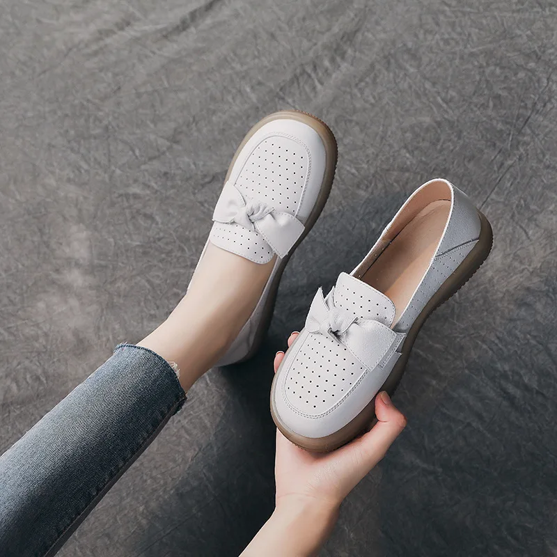 

Small white shoes female hollow out breathable single flat casual shoes