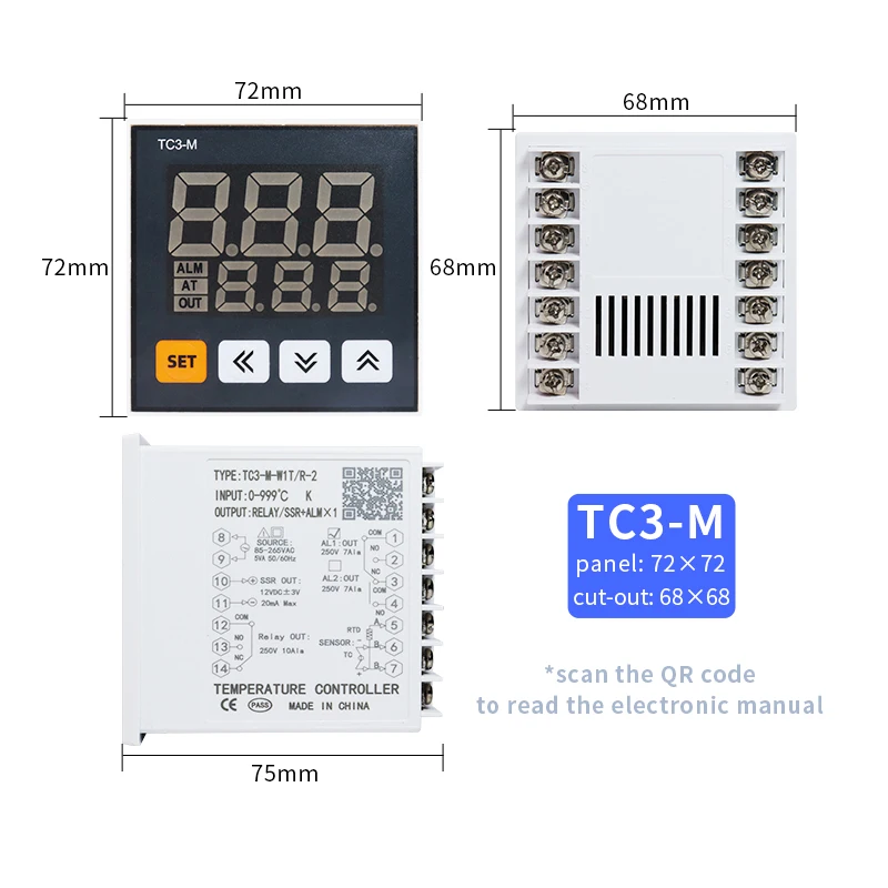 Терморегулятор, регулятор температуры 220 В переменного тока PT100 K J вход TC3S TC3H TC3M, цифровой ПИД-термостат для контроля температуры 0-999 ℃