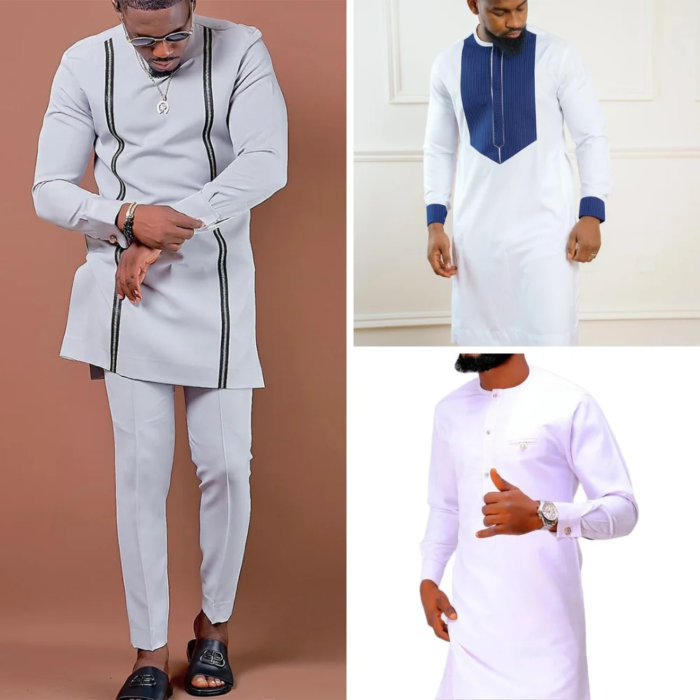 

Men's Casual Suits Printed White Trouser Set Mens 2 Pieces Outfit Suit Traditional Wedding Party Men's Clothing Outfit Men
