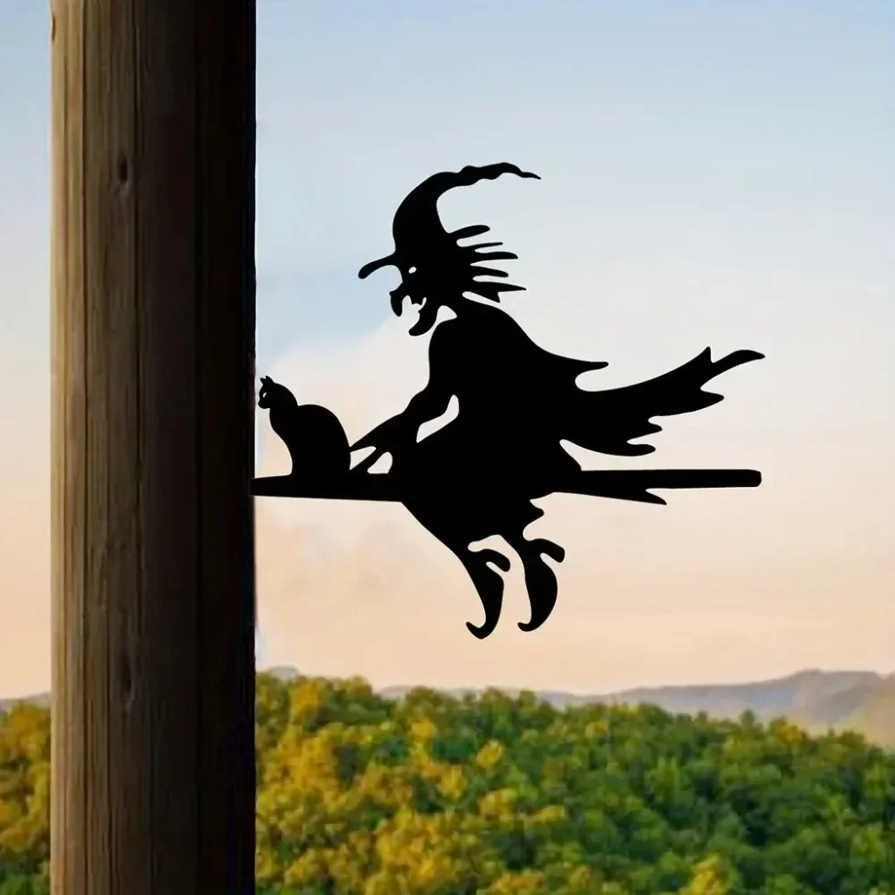 1 шт. таинственная страшная Ведьма и кошка на ветке стальной силуэт Превратите
