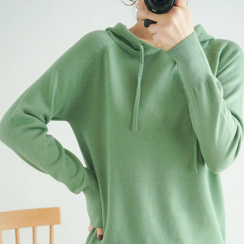 

2022 Women's Hoodies Sweatshirts Autumn Winter Knitted Jumper Long Sleeve Solid Color Sweaters Pullover Bottoming Shirt JH489