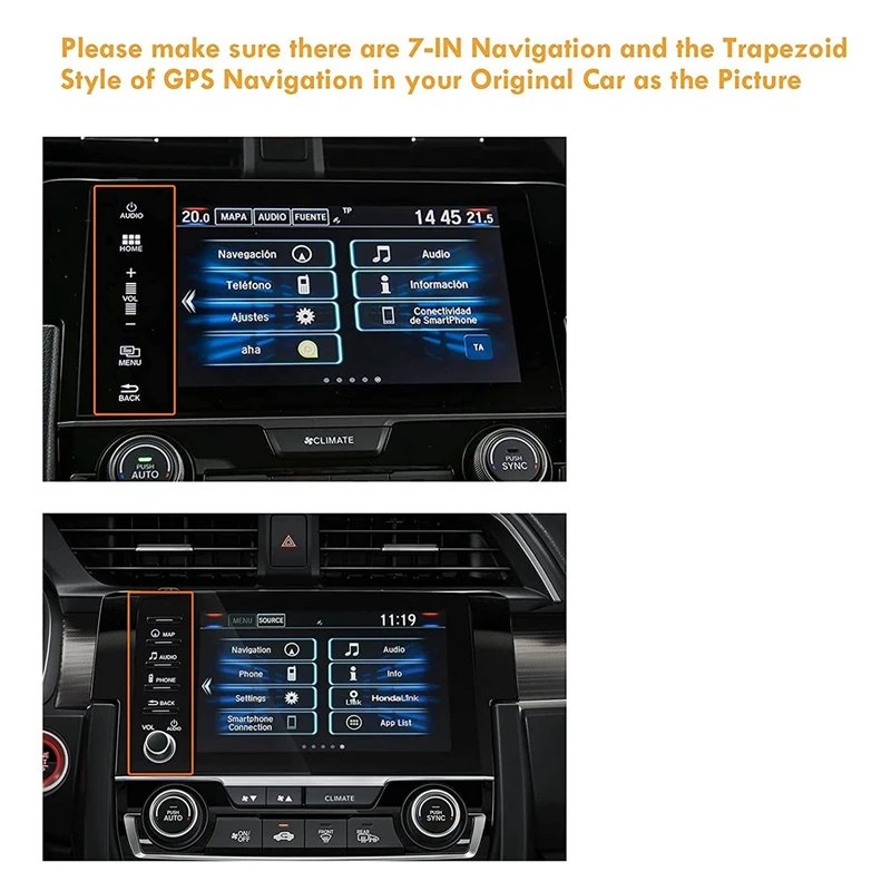 Защитная пленка из закаленного стекла для Honda Civic Si Тип R Hatchback Touring EX 2016-18 7 дюймов GPS