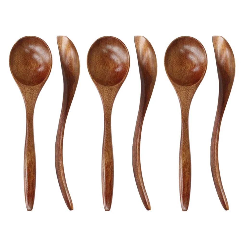 

6Pcs Spoon Wood Stirring Spoons Wooden Cutlery Serving Spoon Wooden Coffee Scoop Wooden Seving Spoon Wood Sauce Spoons