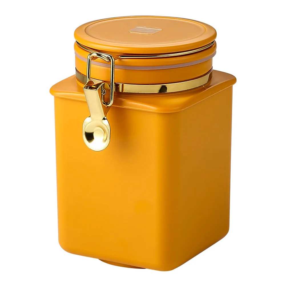 

Metal Coffee Bean Jar Container: Airtight Pot Pantry Organization Honey Holder for Serving Tea Coffee Candy with Spoon