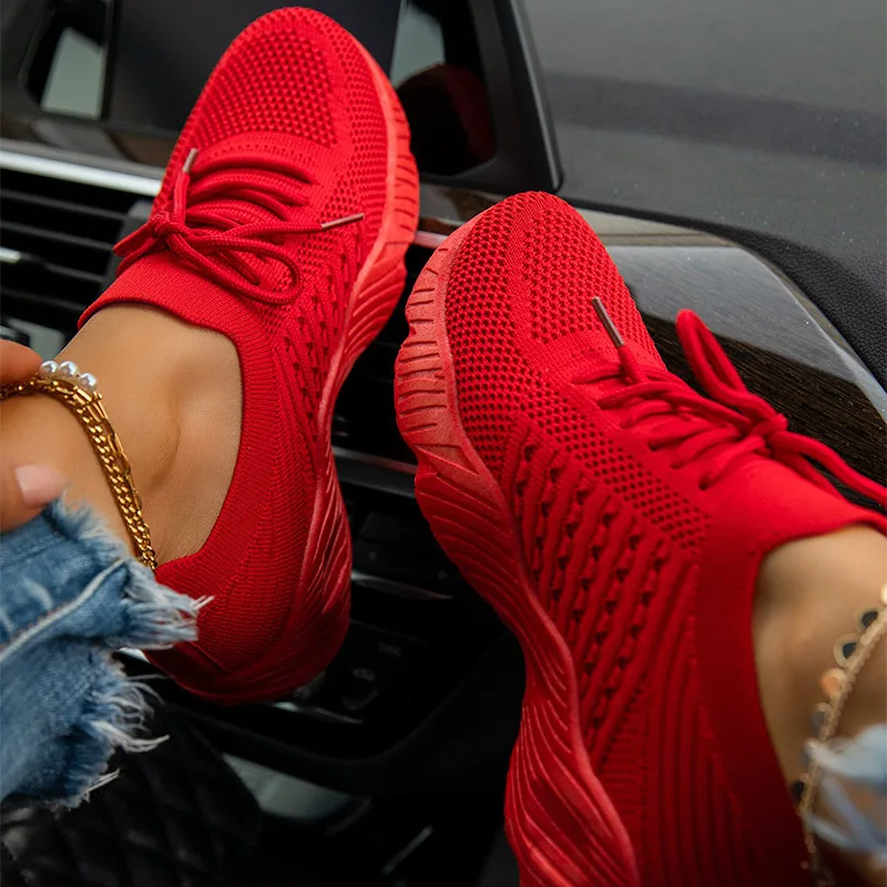 

Women's Sneakers Breathable Casual Women Socks Shoes Lace Up Ladies Flats Female Spring Vulcanized Running Shoes