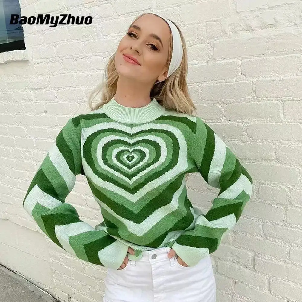 

Autumn Winter Long Sleeve Sweater Vintage Alt Top Women Oversize Korean Style With Neck Pullover 2021 Female Knitted SWEATER