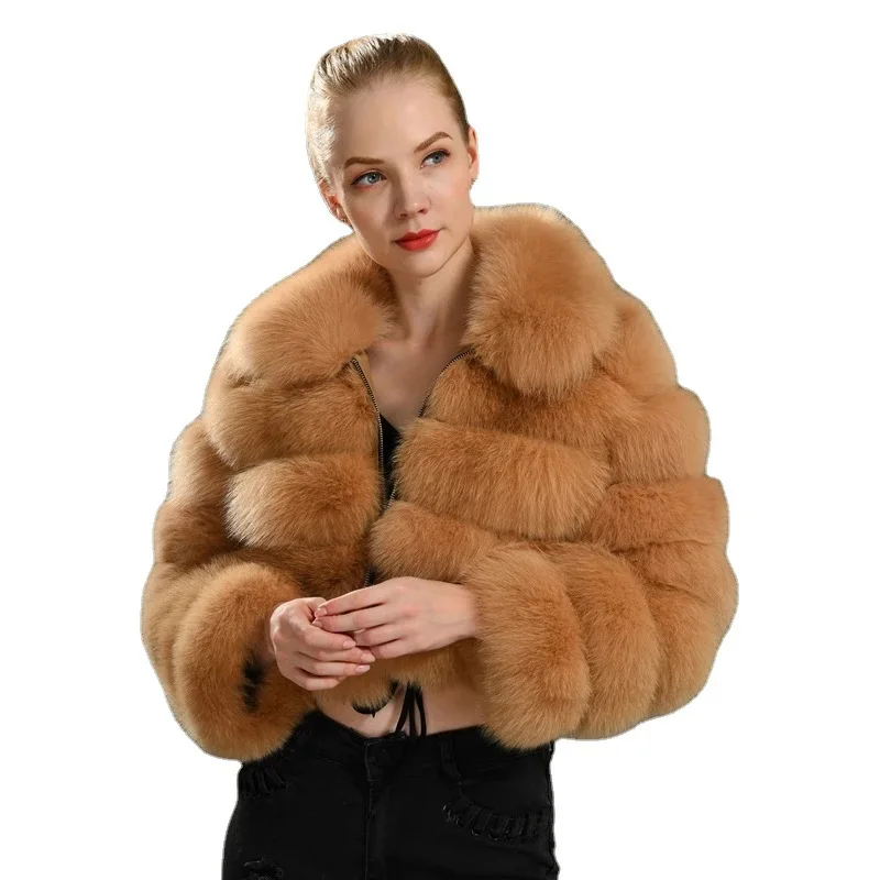 Natural fox fur coat women's winter fashion outdoor warm fur jacket genuine real fur raccoon fur coat enlarge