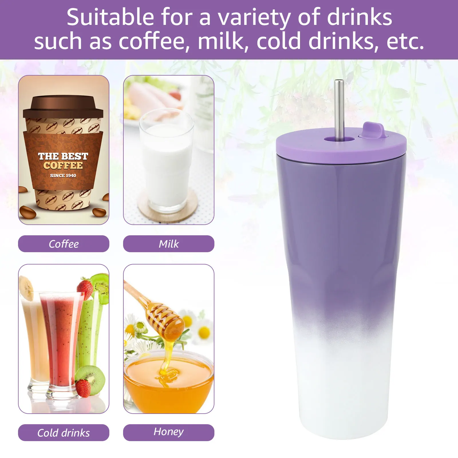 Термокружка Из Нержавеющей Стали с соломинкой 700 мл