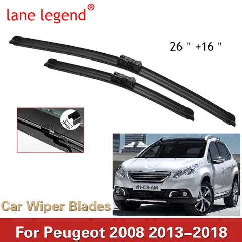 Автомобильный комплект стеклоочистителей LHD для Peugeot 2008 2013 2014 2015 2016 2017 2018, комплект стеклоочистителей для лобового стекла 26 "+ 16"