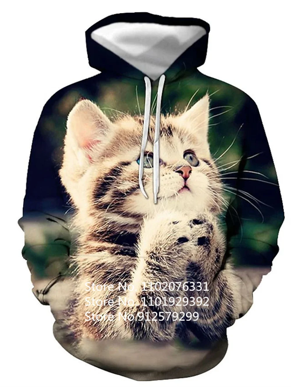 2023 Fashion Animal 3D Graphic Cat 3D Print Hoodies Fashion Casual Long Sleeved Pullover Sweatshirts