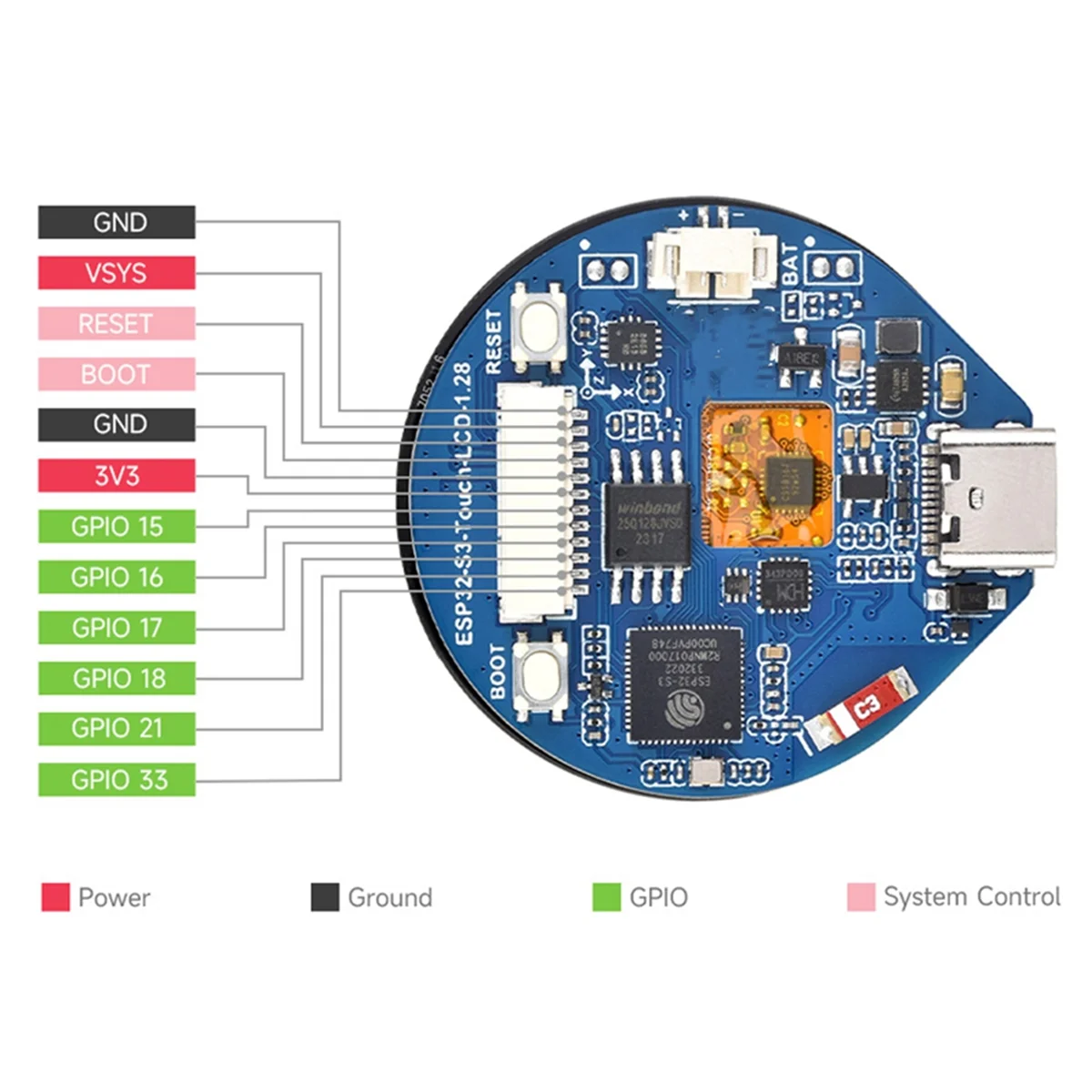 ESP32-S3 макетная плата 1 28 дюймовый сенсорный экран круглый ЖК-дисплей с Wi-Fi