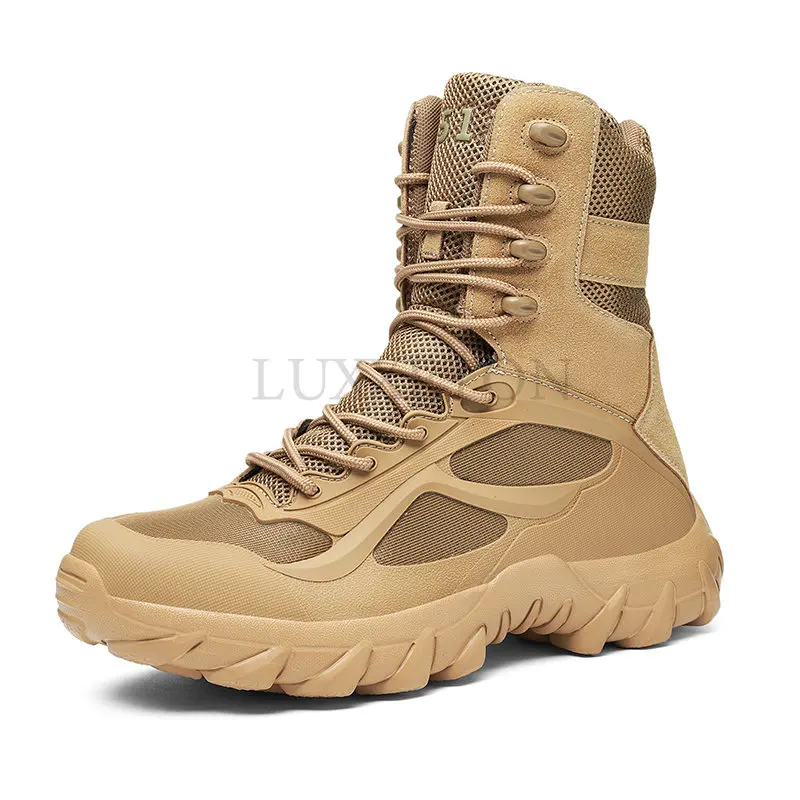 

Men Military Boots Men's Desert Combat Boots Outdoor Man Non-slip Snow Boots Male Waterproof Tactical Boots Platform Ankle Boots