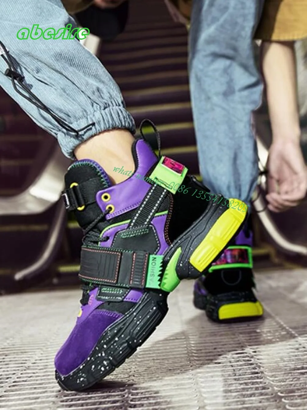 

Лоскутные Разноцветные Повседневные женские ботинки с круглым носком, увеличивающие рост, на липучке, Новое поступление 2022, ботильоны, уличный стиль