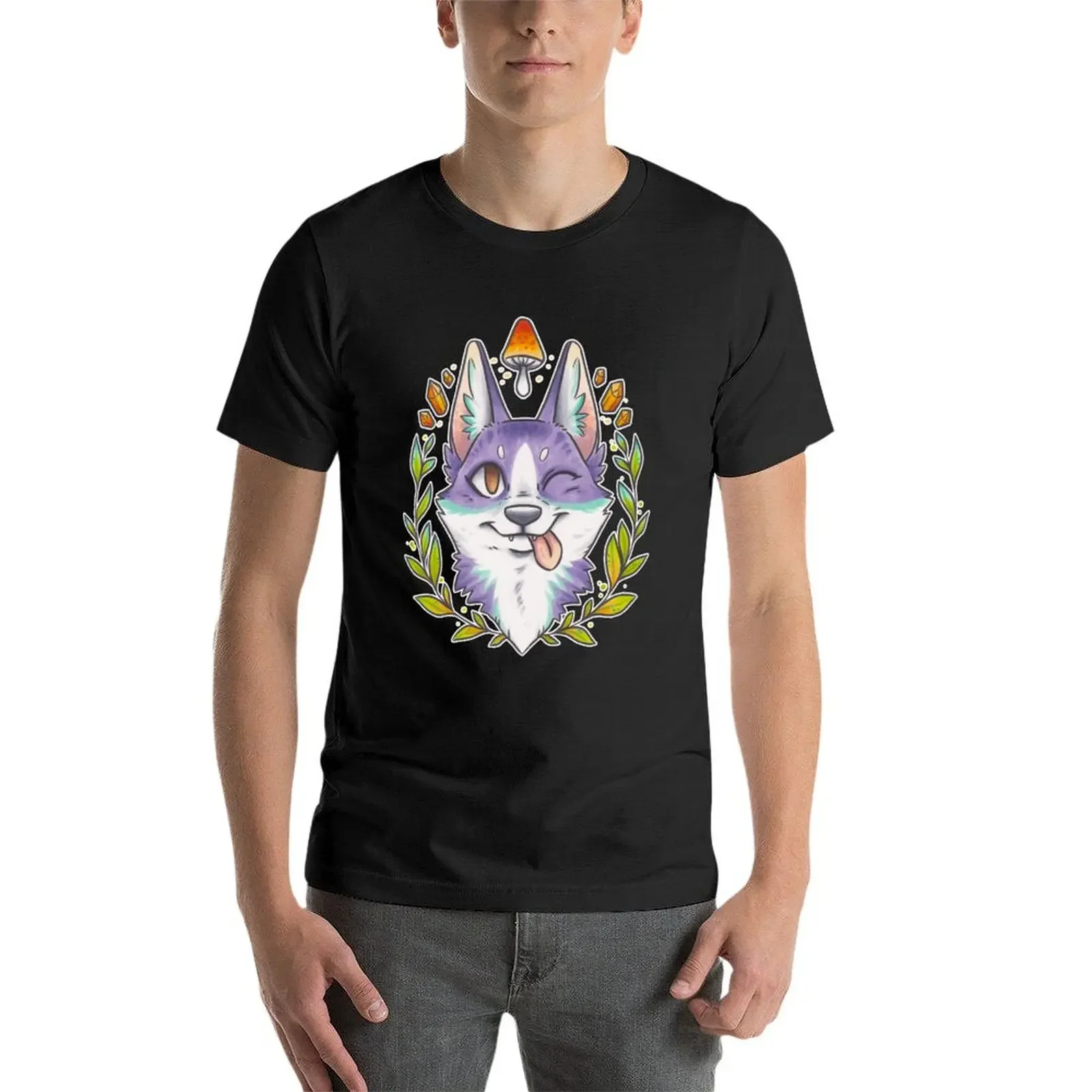 Happy Crystal Doggo T-Shirt sweat korean fashion plus sizes aesthetic clothes clothing for men