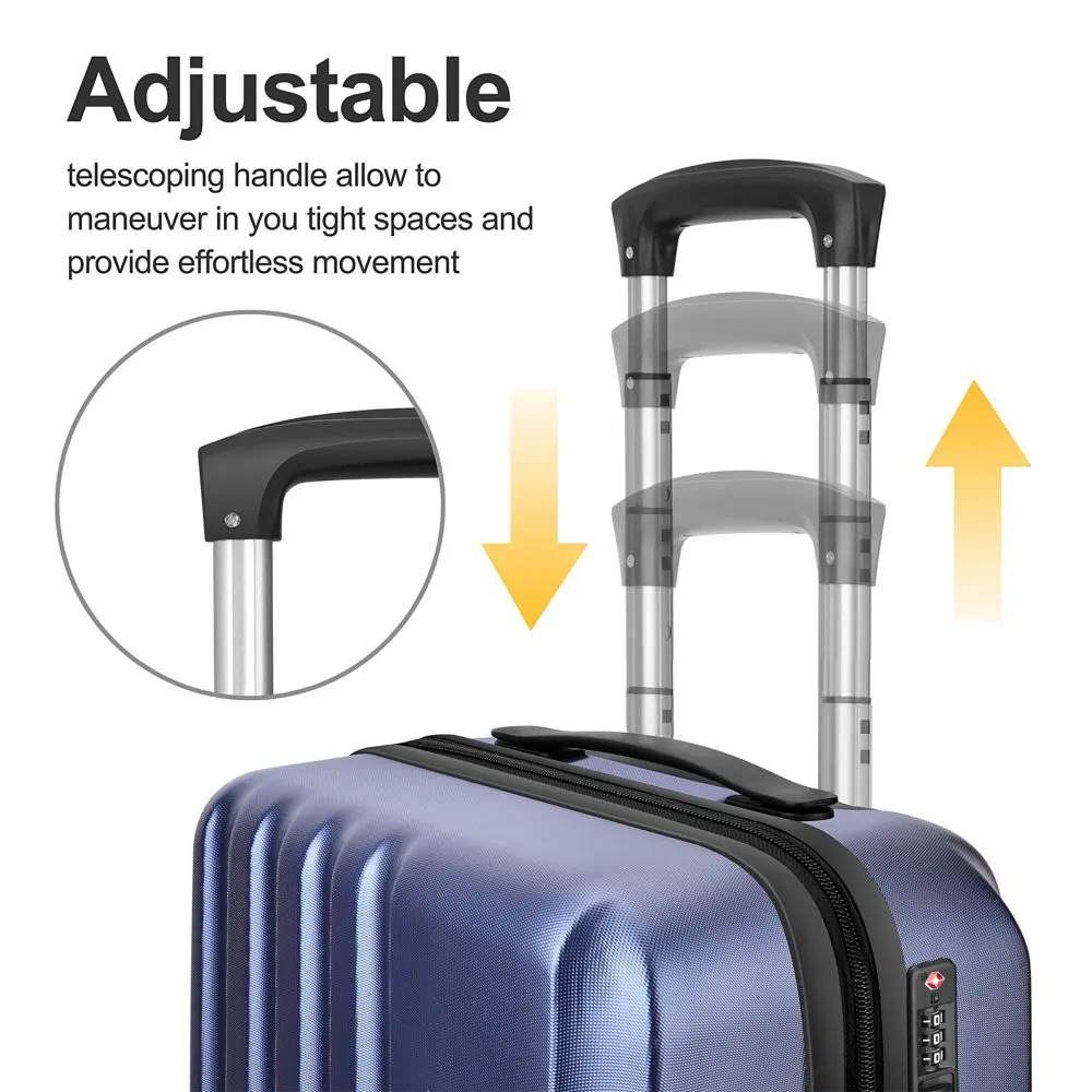 Luggage PC+ABS Suitcase with Spinner Wheels Built-In TSA Lock 24 inch Carry on