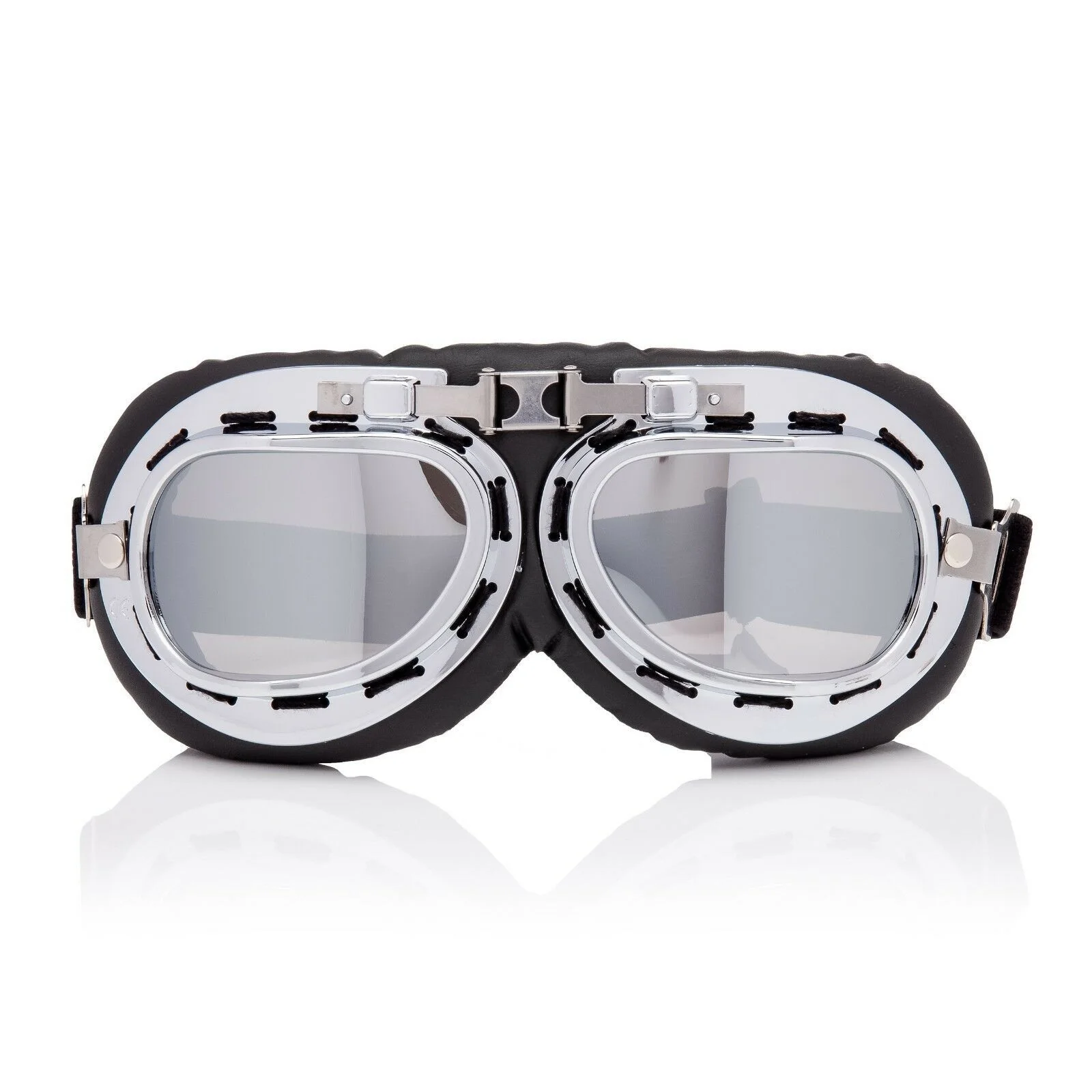 

Silver Mirror Flying Motorcycle Scooter Goggles Retro Vintage Steampunk Glasses