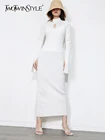 Женское трикотажное платье TWOTWINSTYLE, облегающее платье-водолазка с длинным рукавом и высокой талией, 2022