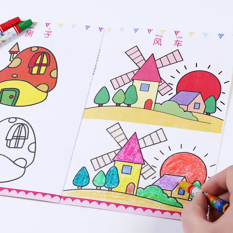 

12 Books/Set Children Kids Cute Stick Figure Children's Drawing Book Coloring Books Easy To Learn Drawing Coloring Book Libros