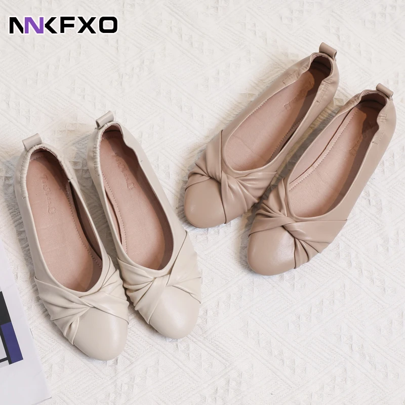 

2022 New Spring Elegant folds Flat Shoes Pointed Toe Flats Plus Size Female Women Footwear Comfort Ladies Shoes vc4342