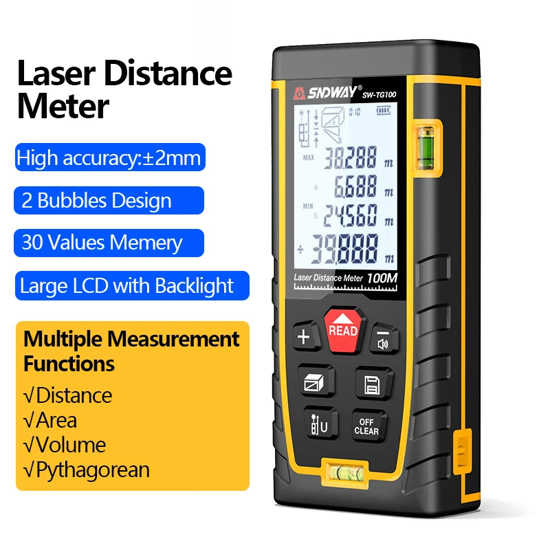 

High Precision Laser Rangefinder Laser Distance Meter 50M 70M 100M 120M Digital Range Finder Area/Volume/Distance Measuring Tool