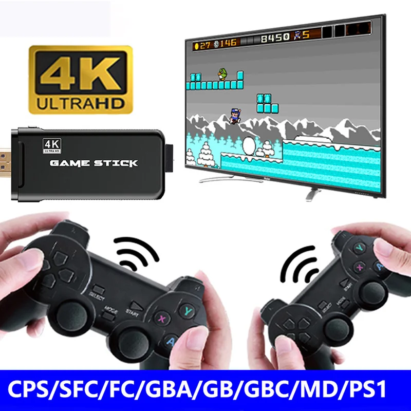

U8 Mini 4K HD Output Retro Video Game Console 2.4G Wireless Controllers FC PS1 GBA ATARI Downloadable Game Stick 4K 10000 Games