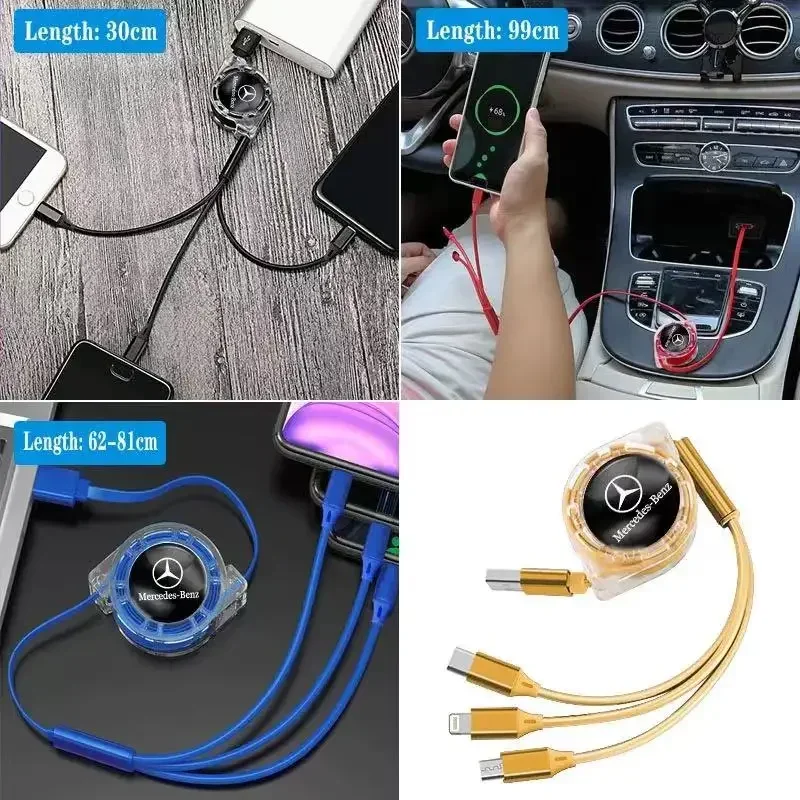 Зарядный кабель Micro USB Type C 3 в 1 мультизарядное устройство для Mercedes Benz AMG GLE GLC W205 W206