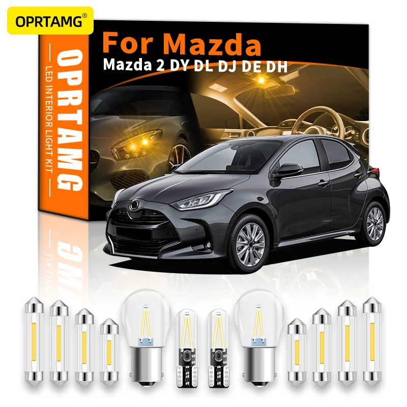 

OPRTAMG Canbus для Mazda 2 DY DL DJ DE DH 1997-2022 автомобильное светодиодное освещение для салона номерной знак комплект ламп T10 1156 C5W автомобисветильник ing