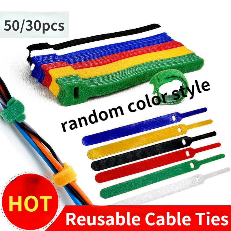 

30/50Pcs T-Type Cable Tie Wire Reusable 150*12Mm Wiring Accessories Computer Power Wire Power Cable Fixed Cables Cable Organizer