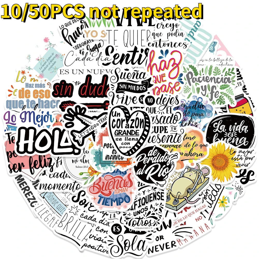 

10/50PCS personalized inspirational creative text stickers DIY cute mobile phone case scooter luggage car graffiti stickers