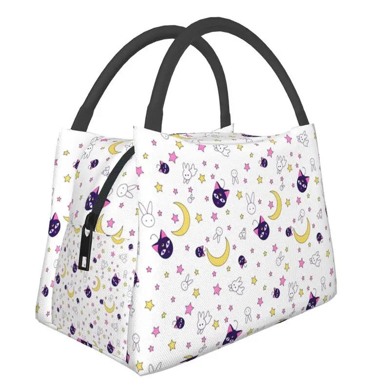 

Sailor Manga Usagi Tsukino Luna Moon Insulated Lunch Bags for Women Japanese Anime Portable Thermal Cooler Bento Box